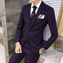 Load image into Gallery viewer, 2pcs/set 2019 new fashion Korean style Slim Black Mens suit with pants High quality wedding suits for men dress Clothing men&#39;s