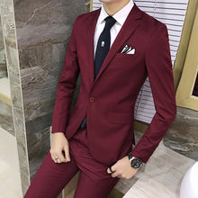 Load image into Gallery viewer, 2pcs/set 2019 new fashion Korean style Slim Black Mens suit with pants High quality wedding suits for men dress Clothing men&#39;s