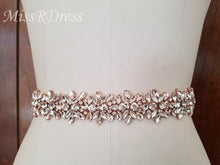 Load image into Gallery viewer, MissRDress Diamond Wedding Belts Rose Gold Crystal Bridal Belt Rhinestones Flower Bridal Sash For Wedding Accessories Belt JK817