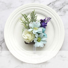 Load image into Gallery viewer, Wedding Accessories Boutonnieres Men Ribbon White Roses Blue Orchid Marriage Corsages Boutonnieres Groom Wedding Supplies