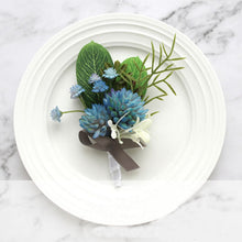Load image into Gallery viewer, Wedding Accessories Boutonnieres Men Ribbon White Roses Blue Orchid Marriage Corsages Boutonnieres Groom Wedding Supplies