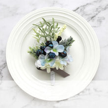 Load image into Gallery viewer, Wedding Accessories Boutonnieres Men Ribbon White Roses Blue Orchid Marriage Corsages Boutonnieres Groom Wedding Supplies
