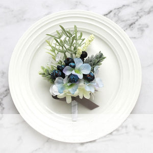 Wedding Accessories Boutonnieres Men Ribbon White Roses Blue Orchid Marriage Corsages Boutonnieres Groom Wedding Supplies