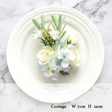 Load image into Gallery viewer, Wedding Accessories Boutonnieres Men Ribbon White Roses Blue Orchid Marriage Corsages Boutonnieres Groom Wedding Supplies