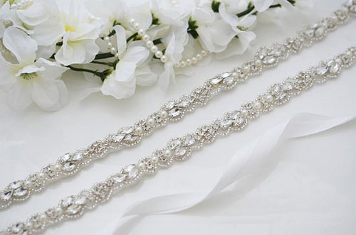MissRDress Thin Bridal Belt Hand Beaded Crystal Wedding Belt Rhinestones Bridal Belt For Wedding Evening Dresses JK883