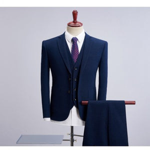 (Jacket+Vest+Pants) Men's Formal Siut New Business Clothing Men Casual Suit Groom's Wedding Dress Classic Male Suits S-4XL