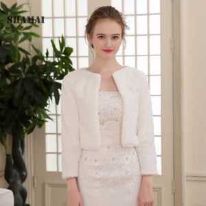 Shawl Wedding Wrap Women Winter 3/4 Length Sleeves Bridal Wraps Warm Fur Boleros Bridal Jacket Elegant Evening Coat