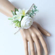 Load image into Gallery viewer, Boutonnieres Buttonhole Rose Brooch Wedding Corsages Bracelet Bridesmaids White Groom Flower Boutonniere Ceremony Flowers