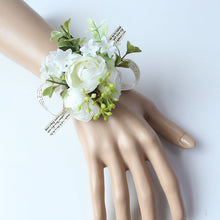 Load image into Gallery viewer, Boutonnieres Buttonhole Rose Brooch Wedding Corsages Bracelet Bridesmaids White Groom Flower Boutonniere Ceremony Flowers