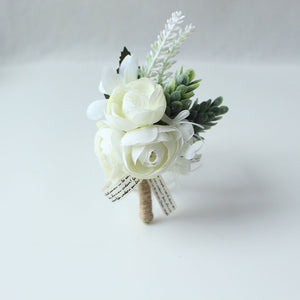 Boutonnieres Buttonhole Rose Brooch Wedding Corsages Bracelet Bridesmaids White Groom Flower Boutonniere Ceremony Flowers