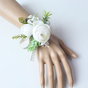 Boutonnieres Buttonhole Rose Brooch Wedding Corsages Bracelet Bridesmaids White Groom Flower Boutonniere Ceremony Flowers