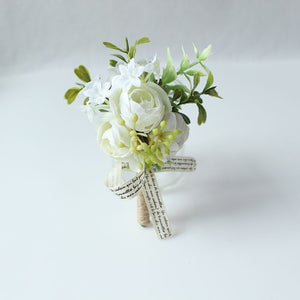 Boutonnieres Buttonhole Rose Brooch Wedding Corsages Bracelet Bridesmaids White Groom Flower Boutonniere Ceremony Flowers