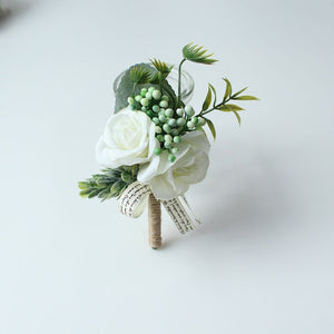Boutonnieres Buttonhole Rose Brooch Wedding Corsages Bracelet Bridesmaids White Groom Flower Boutonniere Ceremony Flowers