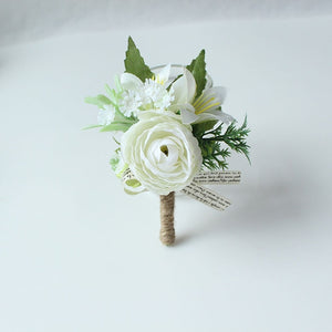 Boutonnieres Buttonhole Rose Brooch Wedding Corsages Bracelet Bridesmaids White Groom Flower Boutonniere Ceremony Flowers
