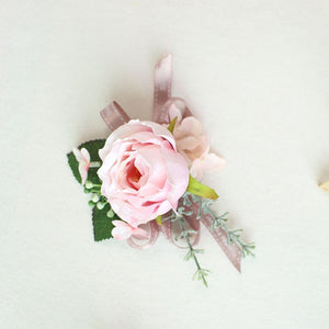 Boutonnieres Silk Roses White Pink Wedding Corsages and Boutonnieres Groom Flower Boutonnieres Marriage Prom Brooch Pins