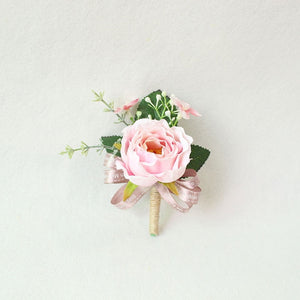 Boutonnieres Silk Roses White Pink Wedding Corsages and Boutonnieres Groom Flower Boutonnieres Marriage Prom Brooch Pins