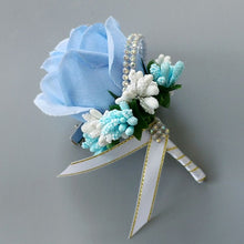Load image into Gallery viewer, Wedding Artificial Rose Flower Brooch Bouquet Corsage Glitter Rhinestone Ribbon Lace Classic Prom Boutonniere With Pin