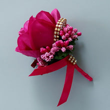 Load image into Gallery viewer, Wedding Artificial Rose Flower Brooch Bouquet Corsage Glitter Rhinestone Ribbon Lace Classic Prom Boutonniere With Pin