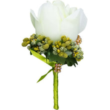 Load image into Gallery viewer, Wedding Artificial Rose Flower Brooch Bouquet Corsage Glitter Rhinestone Ribbon Lace Classic Prom Boutonniere With Pin