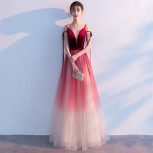 Load image into Gallery viewer, Strap Gray Evening Dress Velour Tulle Party Elegant Long Dress