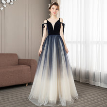 Load image into Gallery viewer, Strap Gray Evening Dress Velour Tulle Party Elegant Long Dress