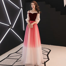 Load image into Gallery viewer, Strap Gray Evening Dress Velour Tulle Party Elegant Long Dress