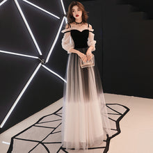 Load image into Gallery viewer, Strap Gray Evening Dress Velour Tulle Party Elegant Long Dress
