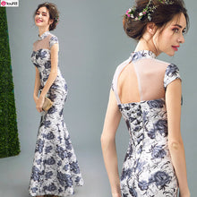 Load image into Gallery viewer, Special Offer~Chinese Style Stand Collar Inky Shading Roses Mermaid Mother of the Bride Dress/Elegant Evening Dress 269