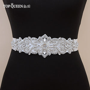 TOPQUEEN S26 Crystal and Rhinestones Gown Dresses belt Accessories Wedding Belts for bride Bride Waistband Bridal Sashes