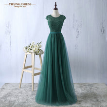 Load image into Gallery viewer, Navy Blue Prom Dress 2020 New Arrive Lace Tulle A-line Formal Long Evening Party Dress