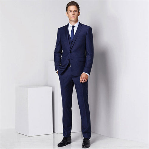 Men's fashion solid color suit three-piece suit (jacket + pants + vest) wedding groom groomsmen dress men's business dress