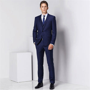 Men's fashion solid color suit three-piece suit (jacket + pants + vest) wedding groom groomsmen dress men's business dress