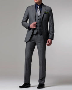 Men's fashion solid color suit three-piece suit (jacket + pants + vest) wedding groom groomsmen dress men's business dress