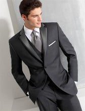 Load image into Gallery viewer, Men&#39;s fashion solid color suit three-piece suit (jacket + pants + vest) wedding groom groomsmen dress men&#39;s business dress