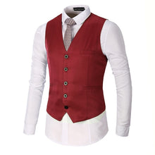 Load image into Gallery viewer, Men&#39;s fashion solid color suit three-piece suit (jacket + pants + vest) wedding groom groomsmen dress men&#39;s business dress