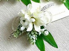 Load image into Gallery viewer, Wrist Corsage White Rose Silk Flower Cuff Bracelets Bridesmaid Buttonhole Boutonniere Flower Marriage Wedding Accessories