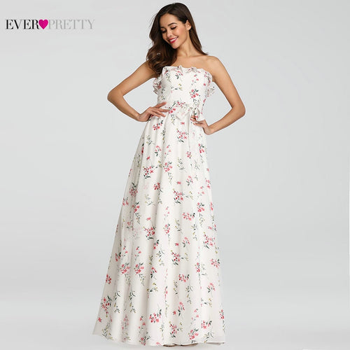 Robe De Soiree Ever Pretty Beach Dress EP07242 Elegant A Line Floral Print Evening Dress Long Summer Boho Dress Vestido De Festa