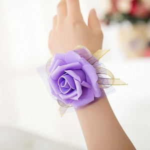 1Pc  Hand Flower Bridesmaid Silk Rose Wrist Flowers For Wedding Bride Wrist Flowers Event Supplies Decoration