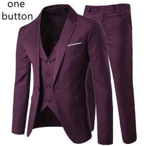 2019 men's fashion Slim suits men's business casual clothing groomsman three-piece suit Blazers jacket pants trousers vest sets