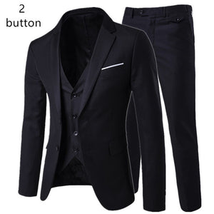 2019 men's fashion Slim suits men's business casual clothing groomsman three-piece suit Blazers jacket pants trousers vest sets