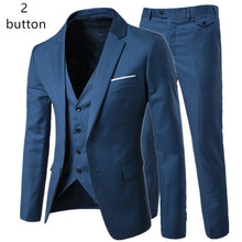 Load image into Gallery viewer, 2019 men&#39;s fashion Slim suits men&#39;s business casual clothing groomsman three-piece suit Blazers jacket pants trousers vest sets