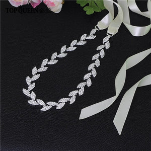 TOPQUEEN S198-S Wedding Belt for bride Bridal sash Silver belt dress Accessories Bride Waistband Wedding Sashes Bridal Belts