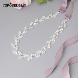 TOPQUEEN S198-S Wedding Belt for bride Bridal sash Silver belt dress Accessories Bride Waistband Wedding Sashes Bridal Belts
