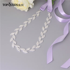 TOPQUEEN S198-S Wedding Belt for bride Bridal sash Silver belt dress Accessories Bride Waistband Wedding Sashes Bridal Belts