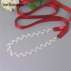 TOPQUEEN S198-S Wedding Belt for bride Bridal sash Silver belt dress Accessories Bride Waistband Wedding Sashes Bridal Belts