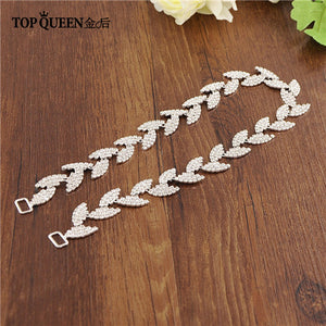 TOPQUEEN S198-S Wedding Belt for bride Bridal sash Silver belt dress Accessories Bride Waistband Wedding Sashes Bridal Belts