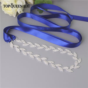 TOPQUEEN S198-S Wedding Belt for bride Bridal sash Silver belt dress Accessories Bride Waistband Wedding Sashes Bridal Belts