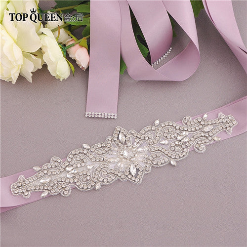 TOPQUEEN S26 Crystal and Rhinestones Gown Dresses belt Accessories Wedding Belts for bride Bride Waistband Bridal Sashes