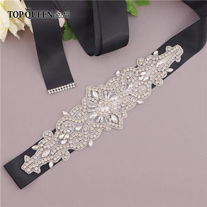 TOPQUEEN S26 Crystal and Rhinestones Gown Dresses belt Accessories Wedding Belts for bride Bride Waistband Bridal Sashes