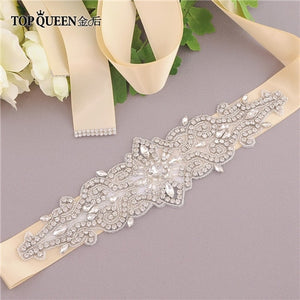 TOPQUEEN S26 Crystal and Rhinestones Gown Dresses belt Accessories Wedding Belts for bride Bride Waistband Bridal Sashes
